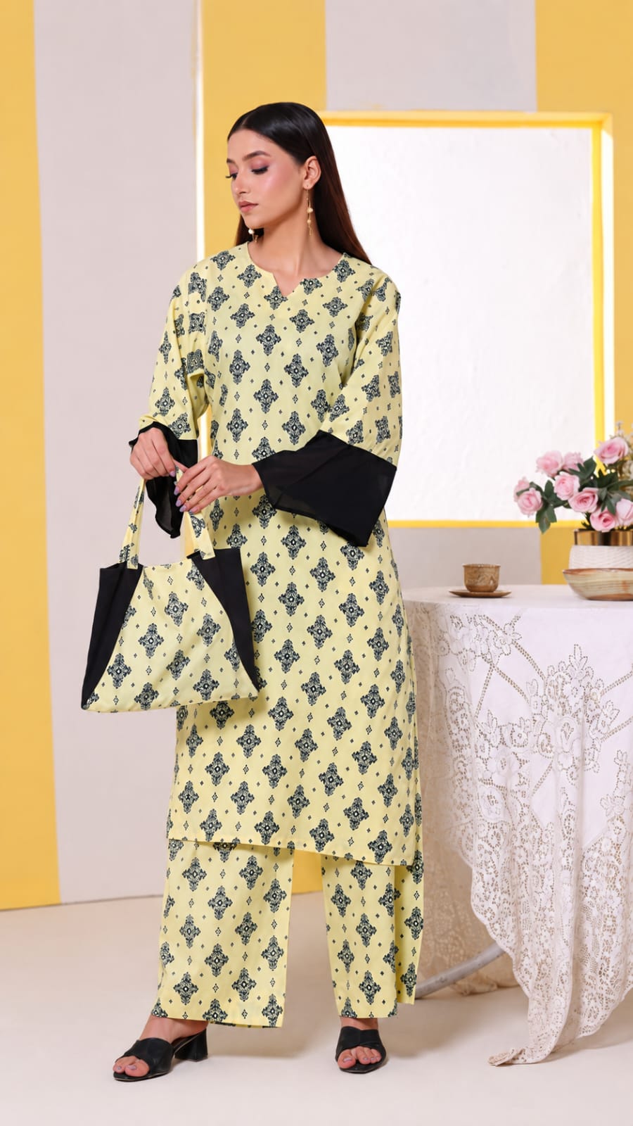 Yellow Printed 3-Piece