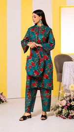 Teal Rose Printed 3-Piece