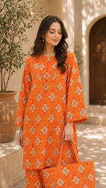 Orange Geometric Printed 3-Piece