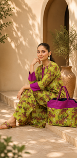 Green Floral Printed Lawn 3-Piece