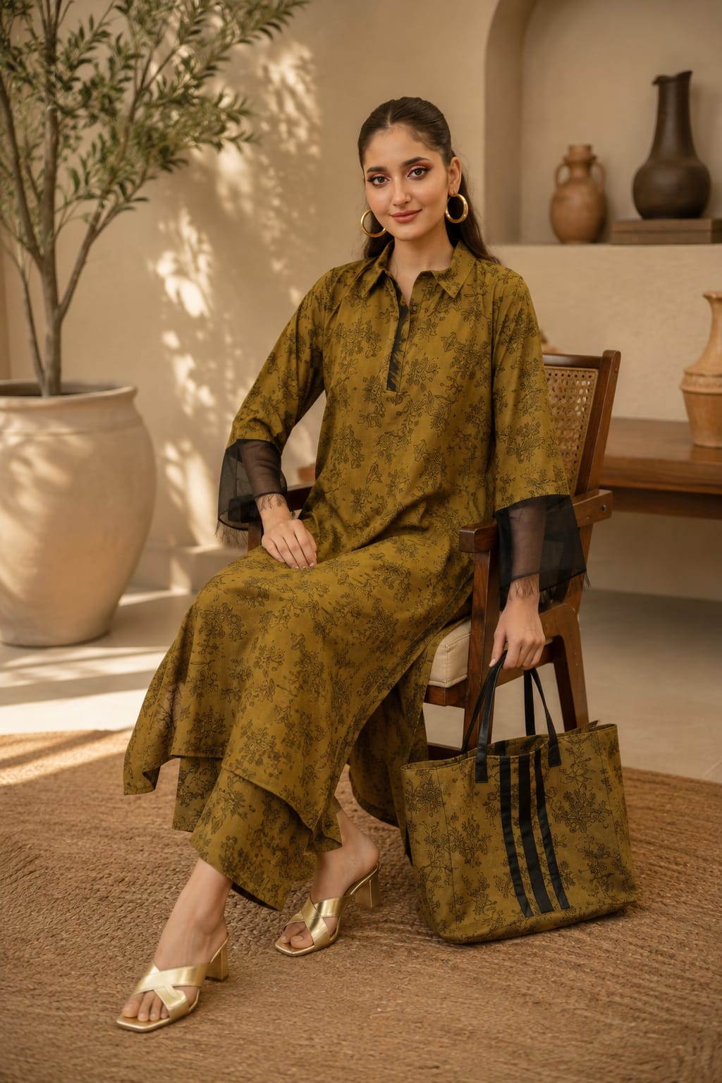 Olive Black Contrast 3-Piece