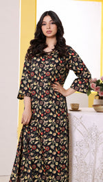 Black Vine-Printed 3-Piece