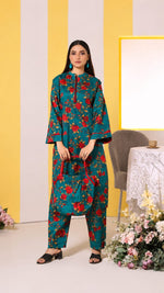 Teal Rose Printed 3-Piece