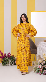 Golden Yellow Printed 3-Piece Suit