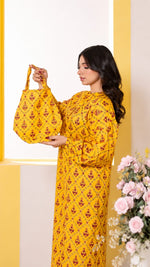 Golden Yellow Printed 3-Piece Suit