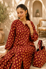 Rust Floral Printed 3-Piece